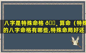 八字是特殊命格 🕸 算命（特殊的八字命格有哪些,特殊命局好还是不好）